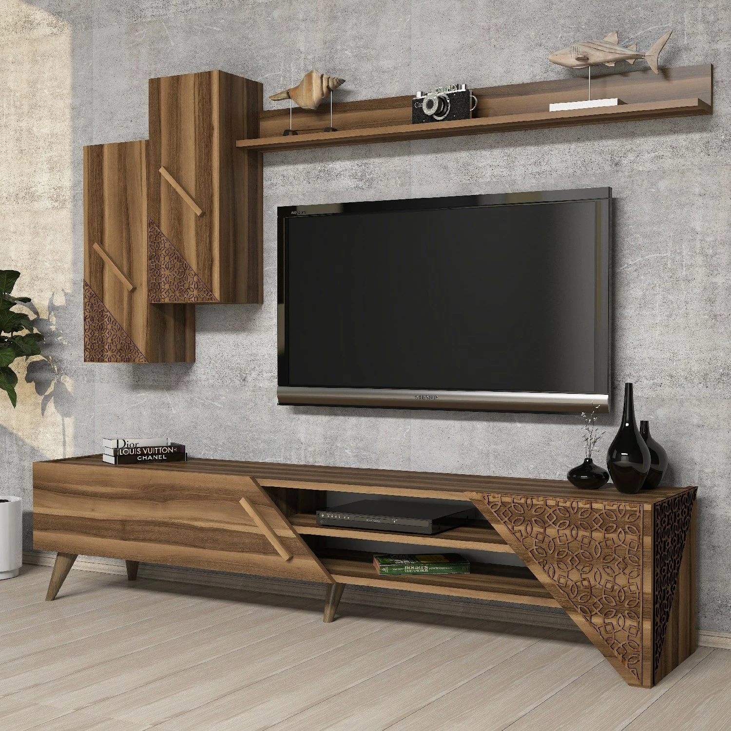 Komodë TV Hanah Home, Beril, ngjyrë arre