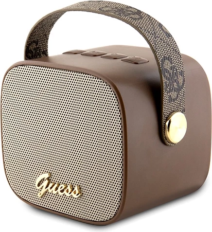 Altoparlant Bluetooth Guess GUWSB2P4SMW mini, 4G Leather Script Logo, me rrip, Kafe