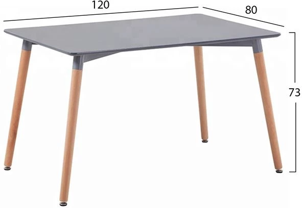 Tavolinë për ngrënie minimaliste FH008.10, këmbë ahu, MDF gri, 120x80x73