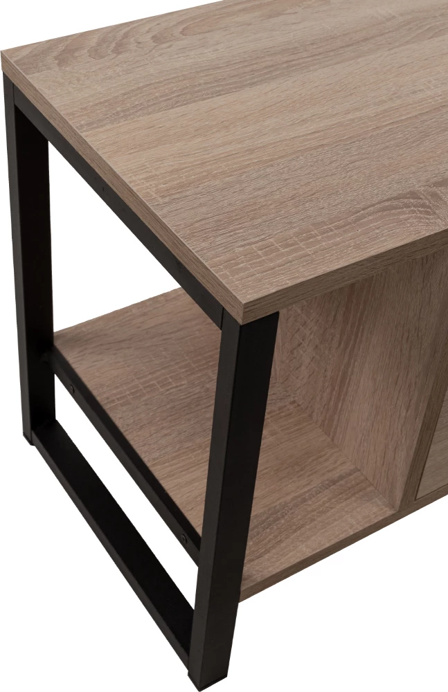 Komodë TV SPACE, 2 rafte, 1 sirtar, ngjyrë sonoma e zezë, 120x35x45cm