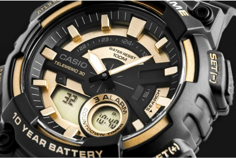 Orë dore për meshkuj CASIO, e zezë