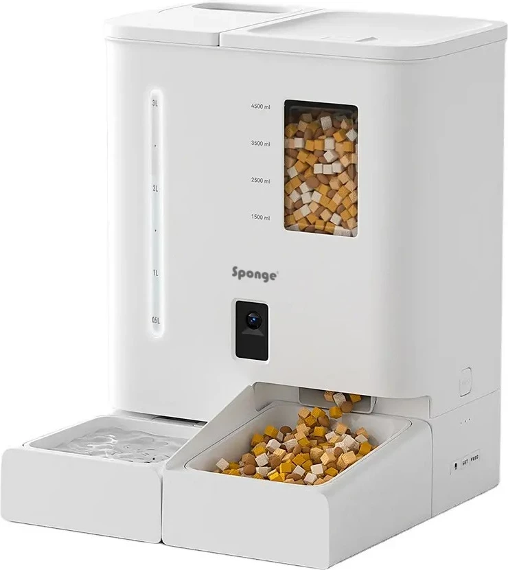 Shpërndarës ushqimi për kafshë SPONGE Pet Feeder Smart Dual, 5L, i zi