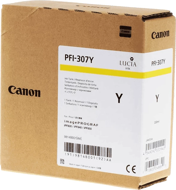 Kasetë boje, Canon, PFI-307Y / 9814B001, 330 ml, e verdhë