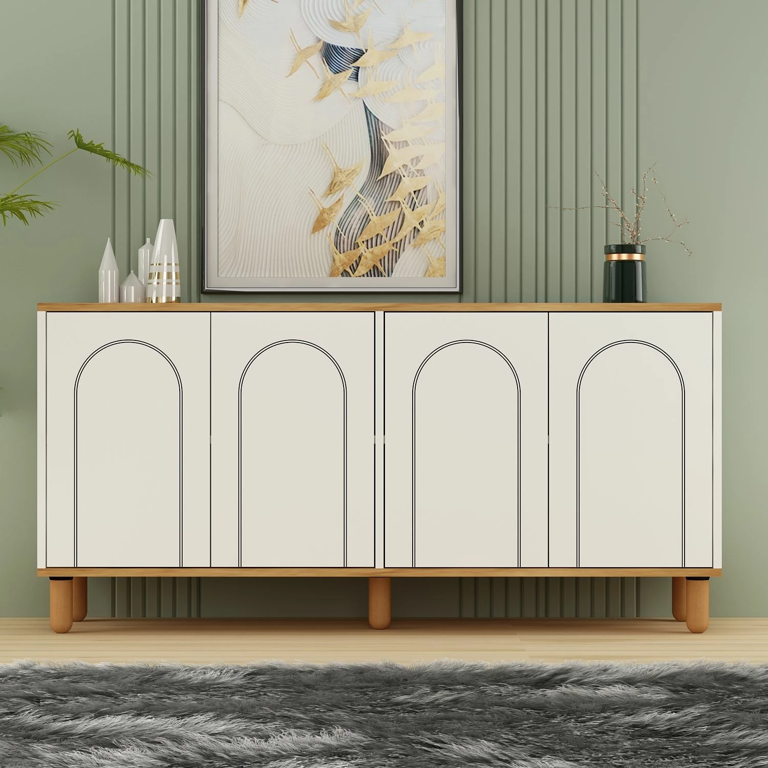 Konsol Skye Decor, Fayron, ngjyrë lis safir dhe e bardhë