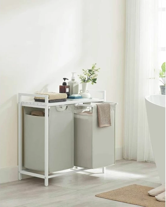 Shportë rrobash VASAGLE BLH201W01, 2 ndarje 92 L, me raft, 73x33x72 cm, e bardhë