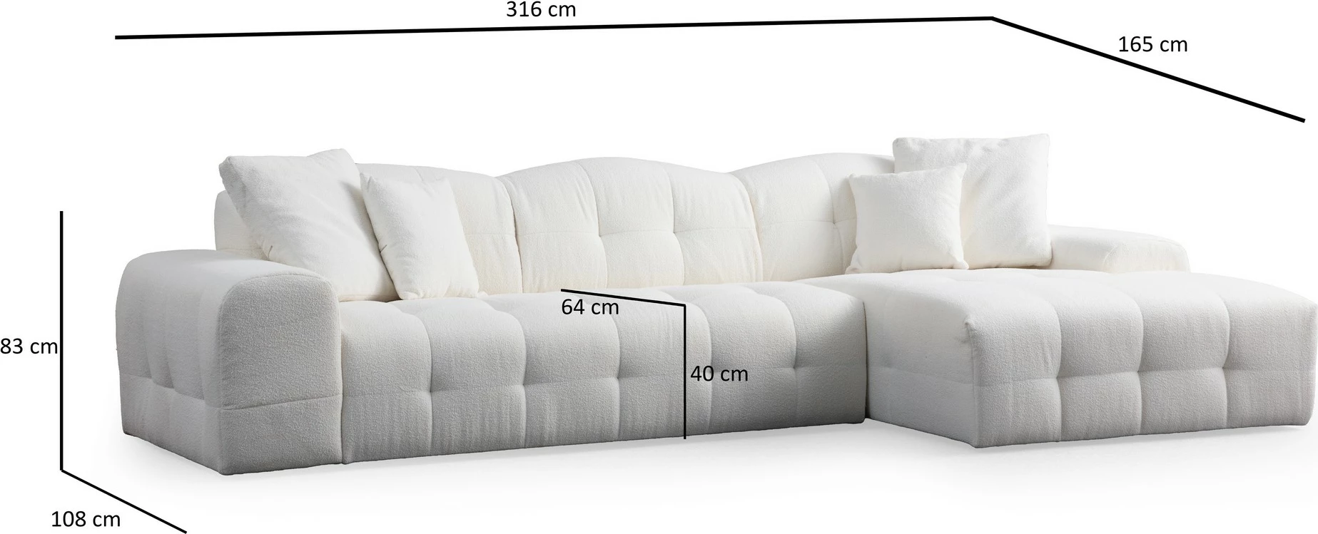 Këndore Pescara, e bardhë, Atelier del Sofa, kënd i djathtë (L2-Chl)