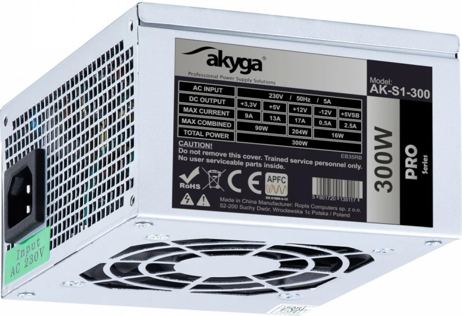 Kasë furnizuesi AKYGA AK-S1-300, 300W, SFX, Hiri
