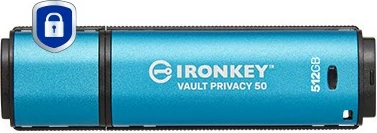 USB Kingston IronKey Vault Privacy 50 512GB, USB 3.2, zi/blu