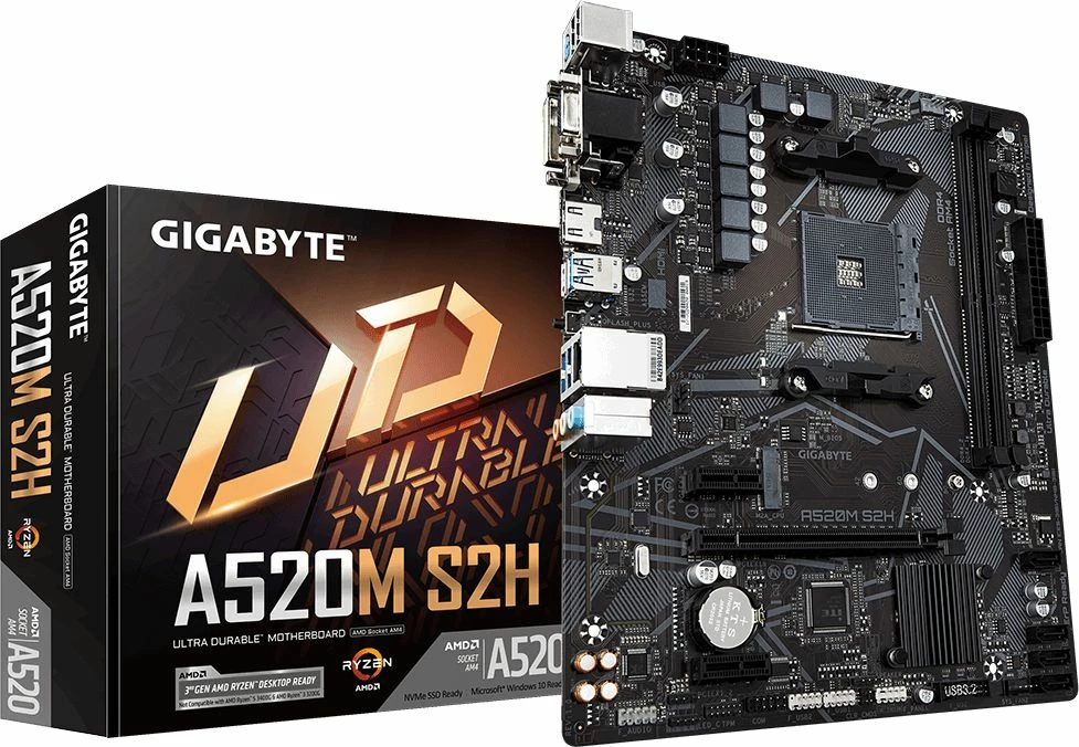 Pllakë amë Gigabyte A520M S2H, AM4, micro-ATX, DDR4 64GB, HDMI/DVI-D/VGA