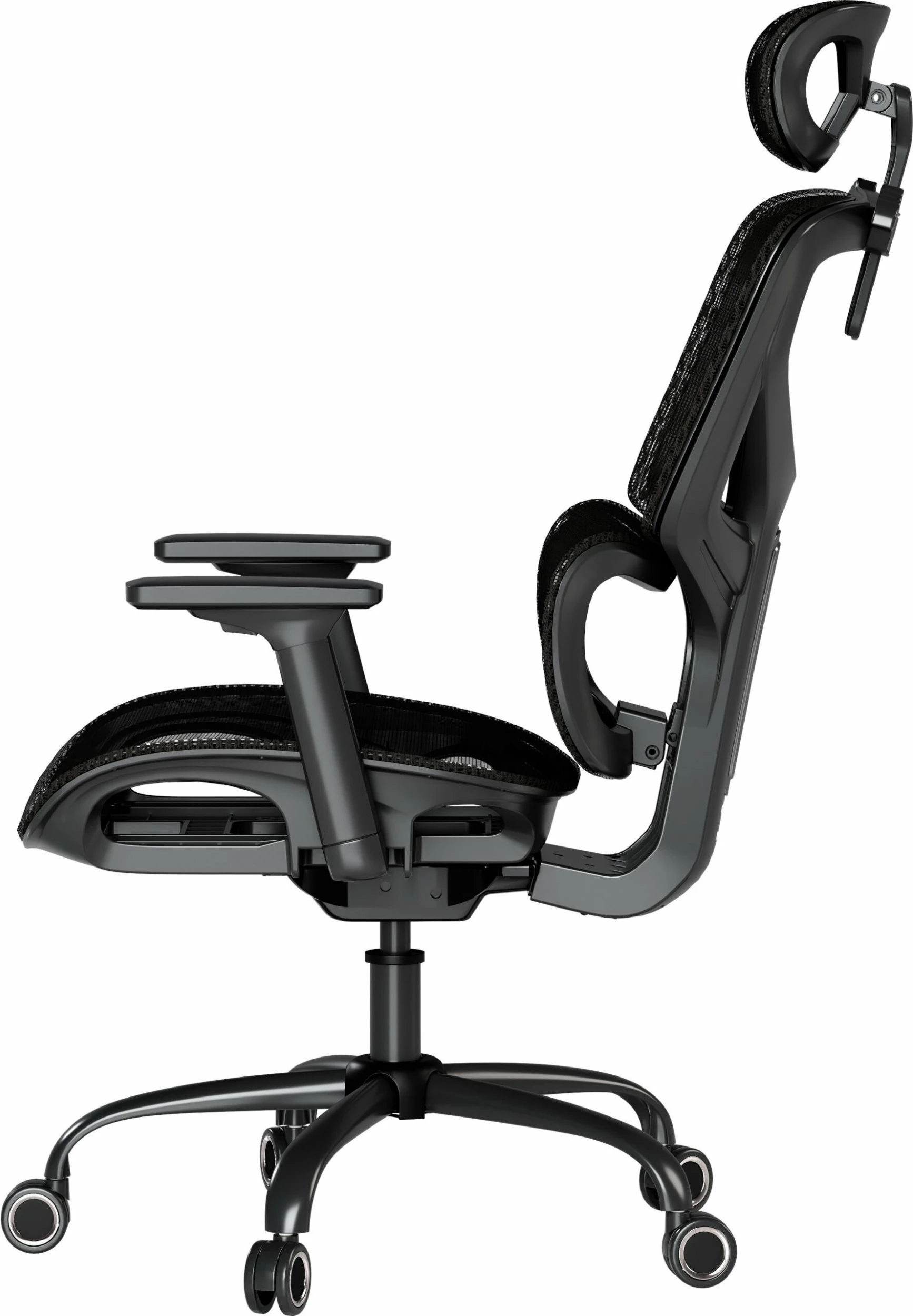 Karrige zyre ergonomike Mozos Ergo-V, rregullim 46-56 cm, rrjetë ajrosëse, mbështetëse krahu 3D, e zezë