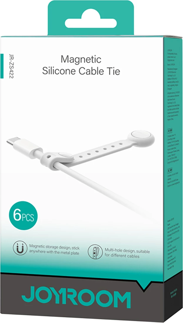 Set rripa magnetikë për kabllo Joyroom JR-ZS422, silikon, 6 copë, Bardhë