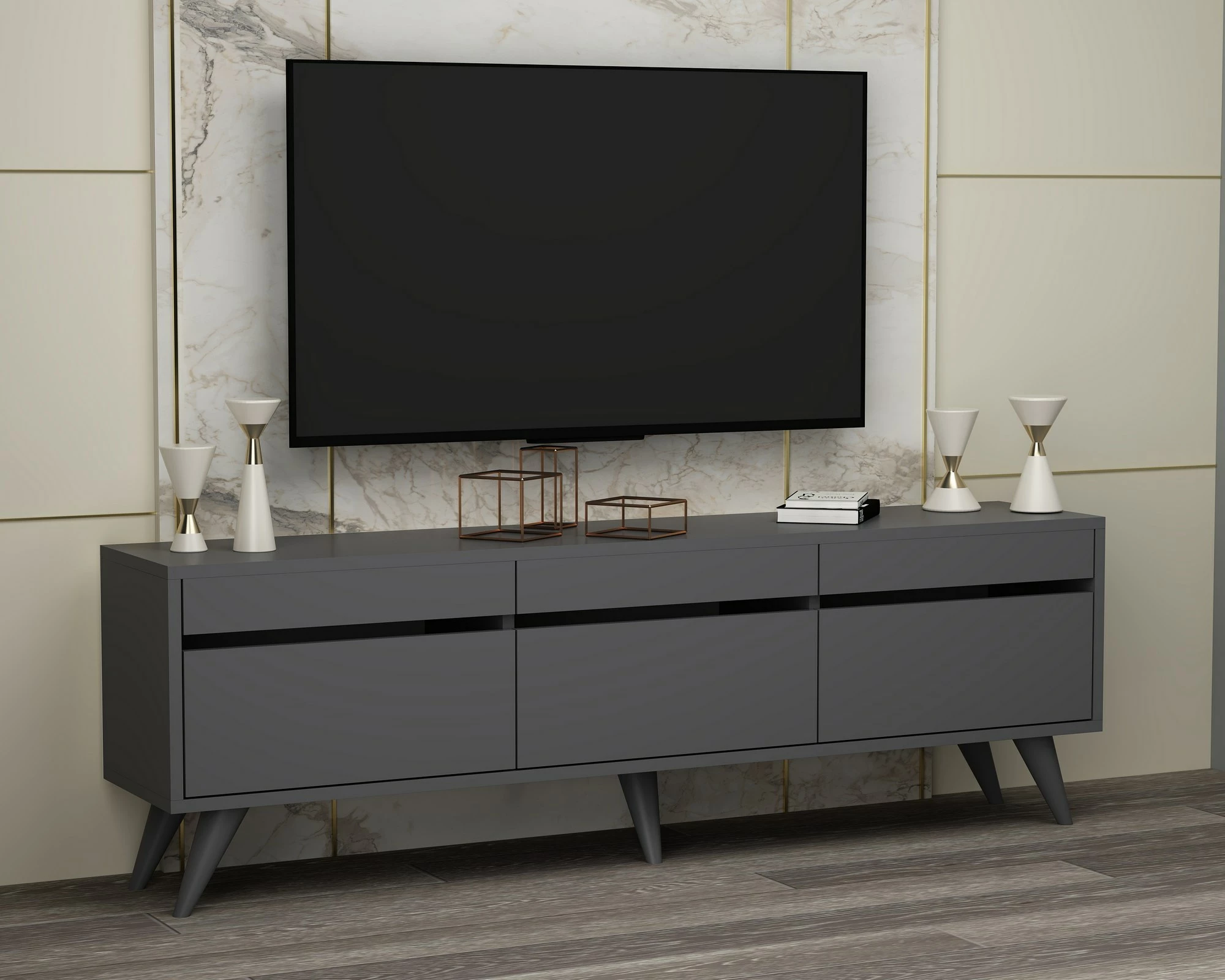 Komodë për TV, ngjyrë antracit, Skye Decor