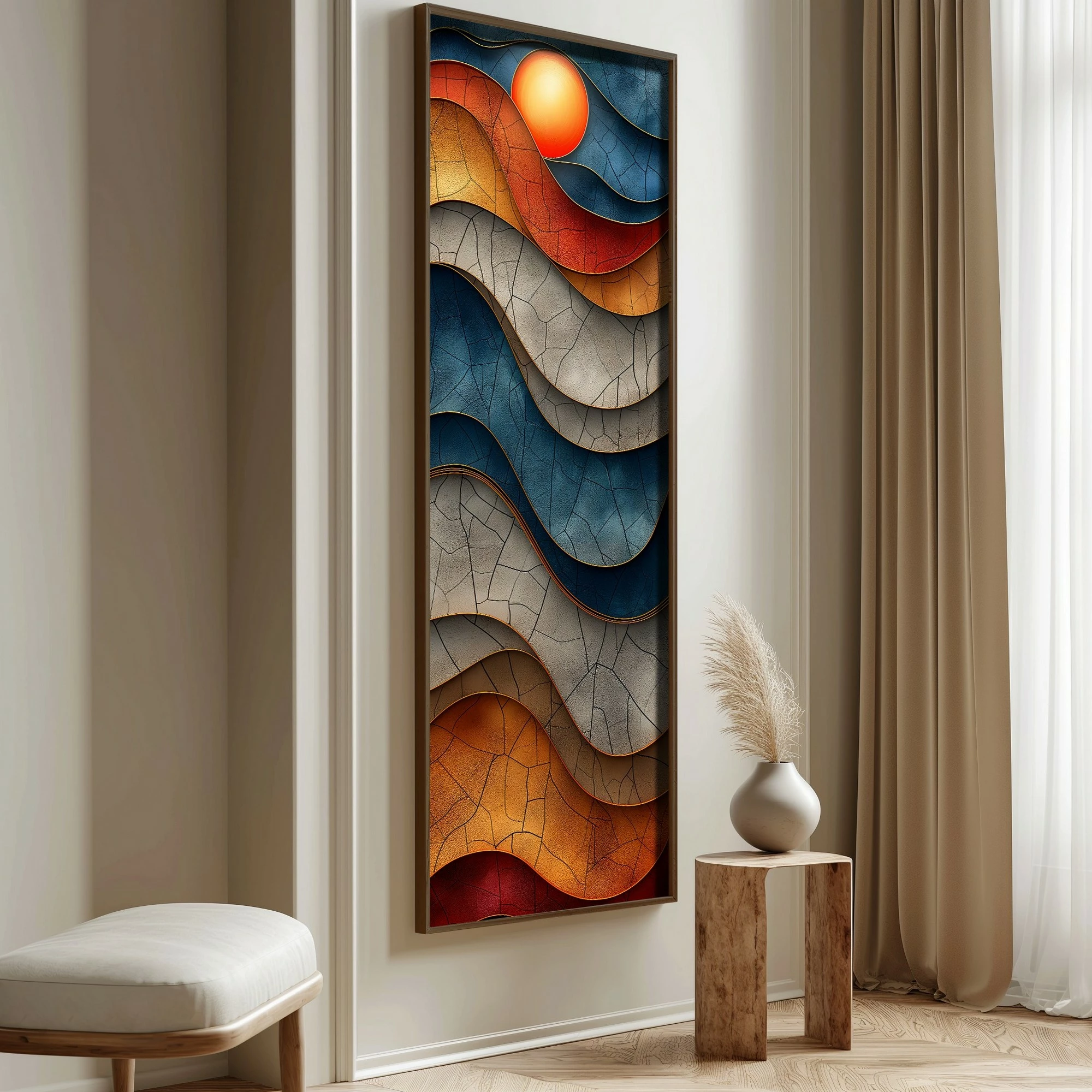 Pikturë dekorative me kornizë MDF, shumëngjyrëshe, Wallity LONG031-S/120-40, 40x120cm