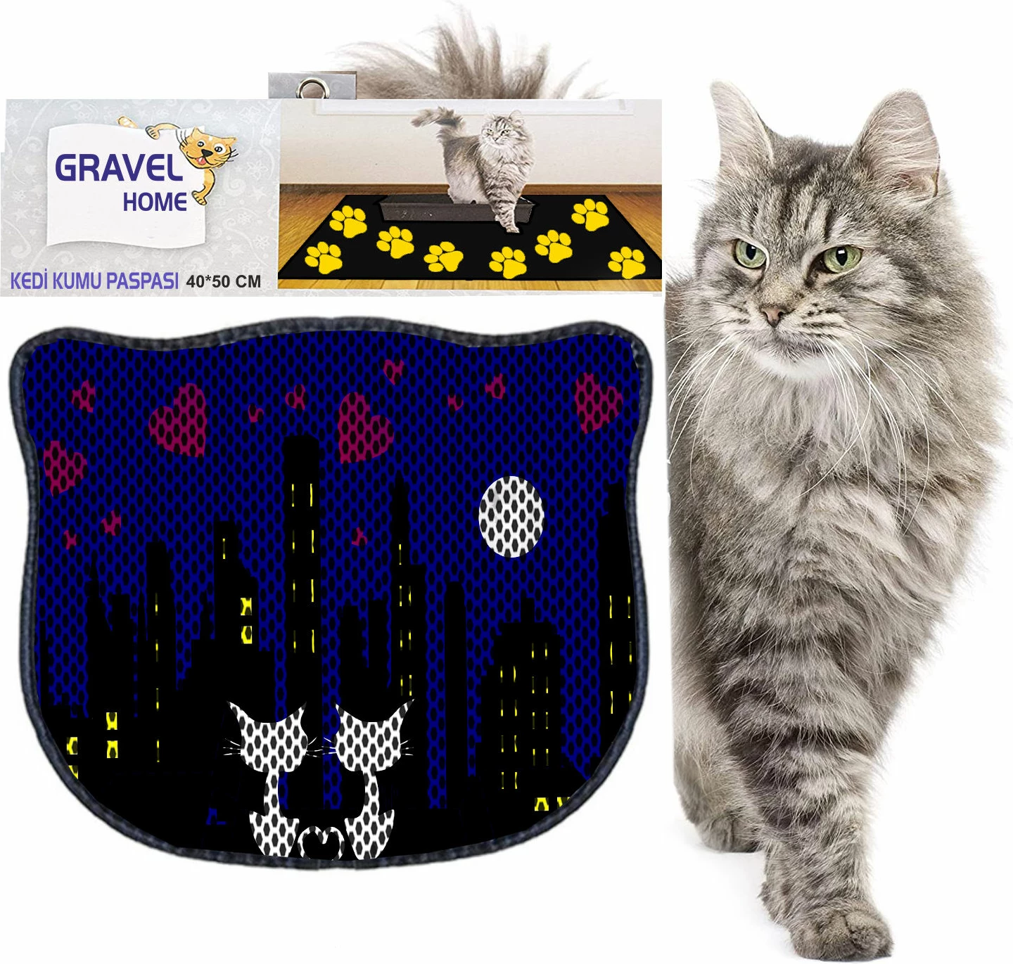 Tapet për rërë mace, shumëngjyrësh, Paws & Whiskers, Kdkafa0254, 40x50cm