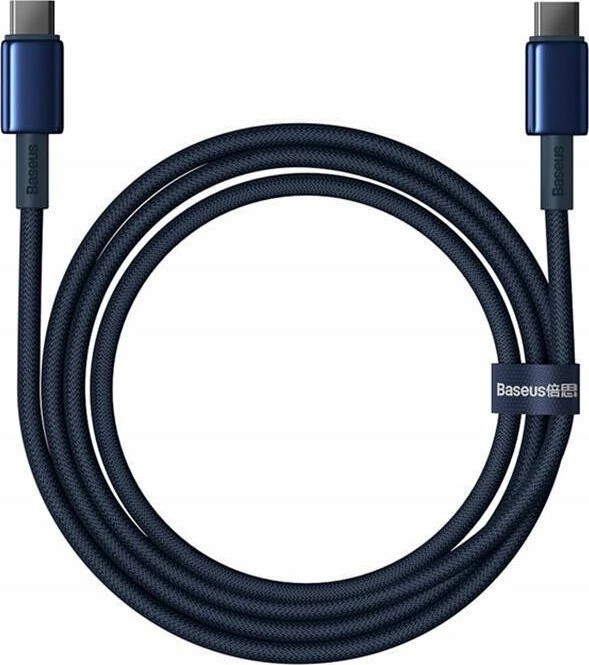 Kabllo USB-C në USB-C Baseus Tungsten Gold BSU4879 1m 100W PD 5A, blu