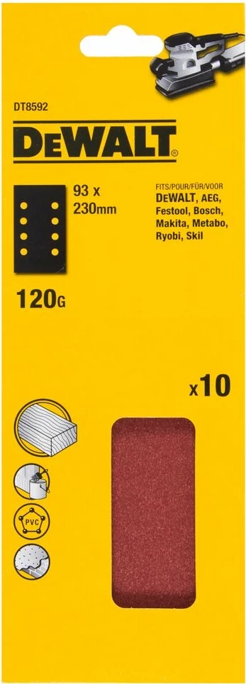 Fletë zmerile Dewalt DT8592 93x230mm G120, paketim 10 copë