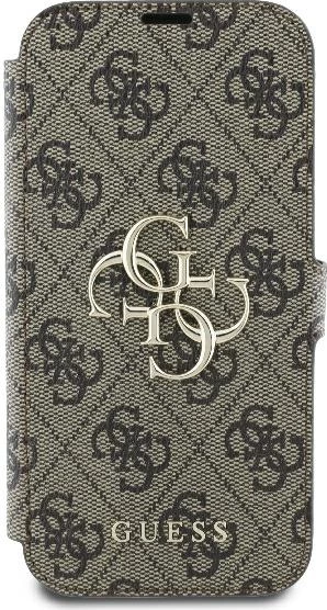 Mbështjellës Guess 4G Metal Logo për iPhone 16, kafe