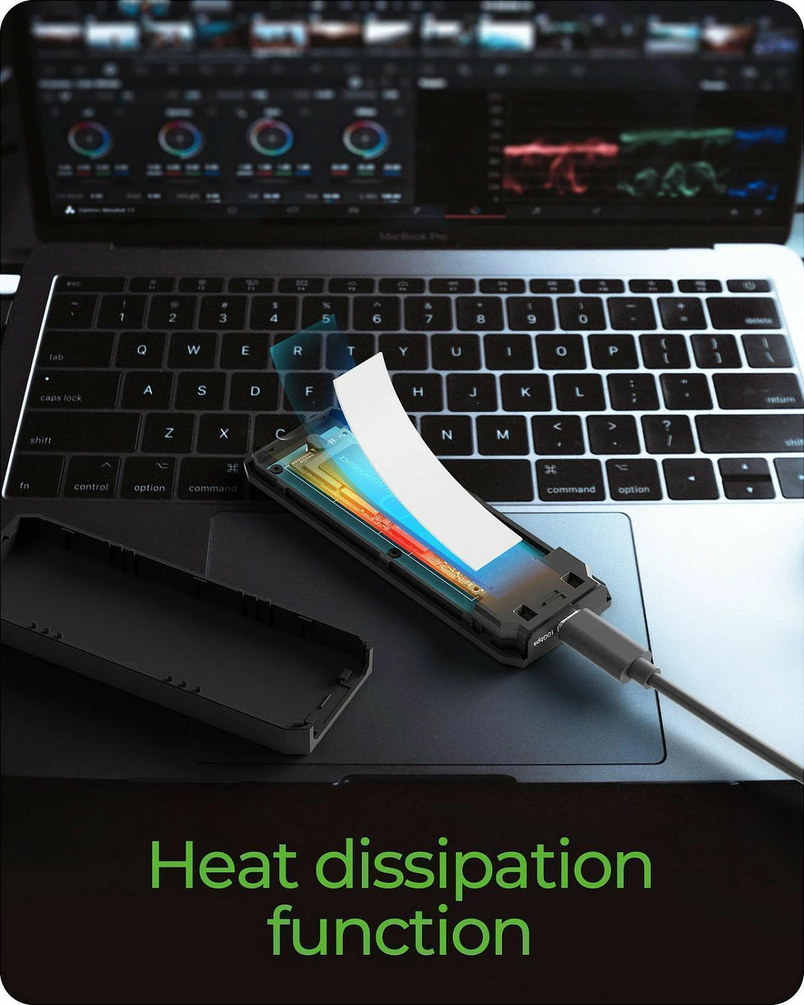 Kuti për SSD NVMe M.2 ICY BOX Spade Case 1805, USB-C 3.2 Gen 2 10Gbps, e zezë