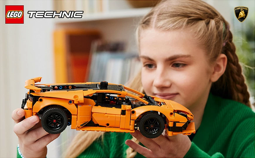 Set LEGO Technic Lamborghini Huracán Tecnica 42196, 806 copa, 9+, portokalli