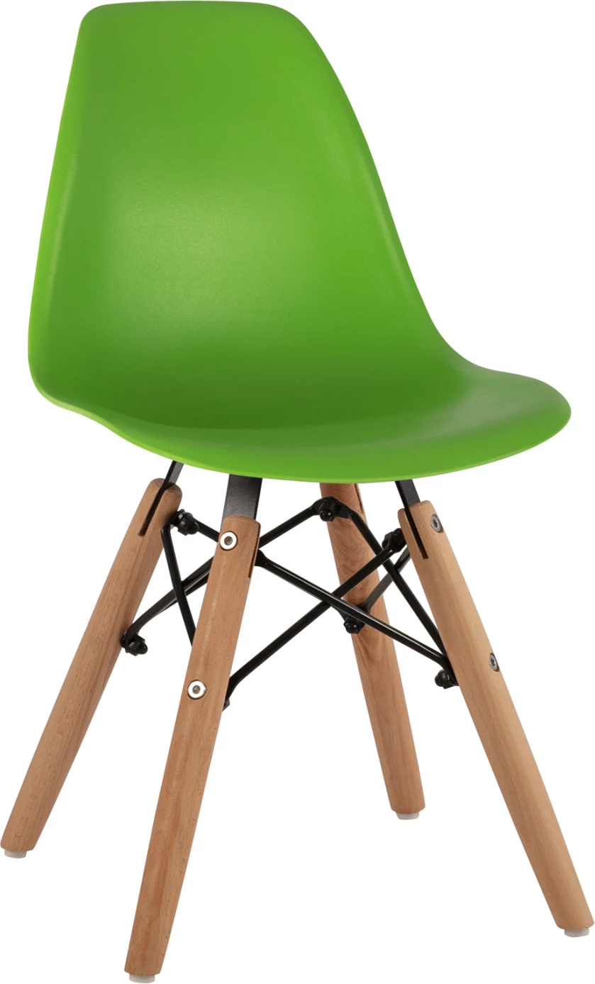 Karrige Twist për fëmijë FH8453.03 me këmbë druri & ulëse të gjelbër 30,5x33x59 cm, set prej 4 copë