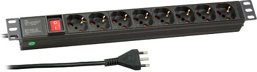 Zgjatës rryme rack 19" EFB Elektronik 1U, 8 priza Type C, kabllo 1.8m, me ndërprerës, i zi
