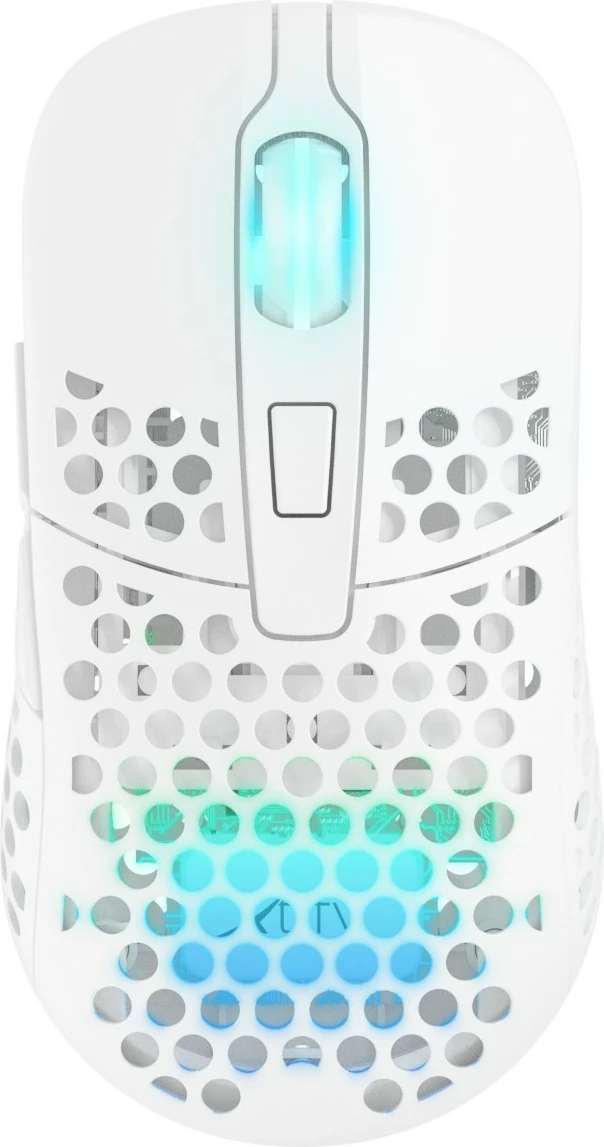 Maus Cherry Xtrfy M42 RGB, Ambidextrous, Optical, RF Wireless + USB Type-C, 19000 DPI, Bardhë