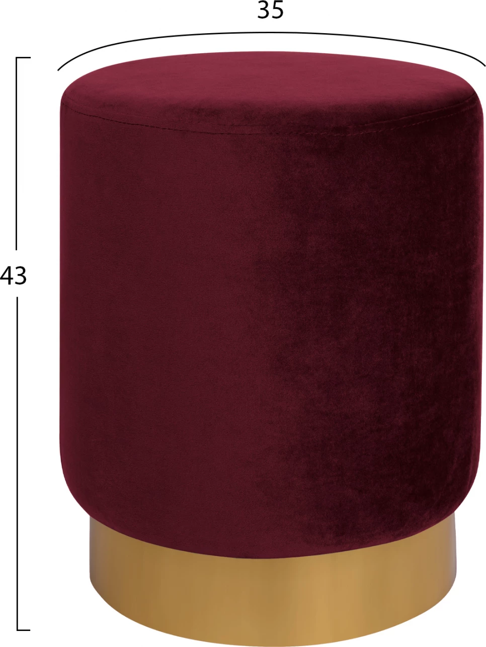 Karrige për bar Levy FH8408.06, ngjyrë bordeaux, bazë e artë, D35x43 cm