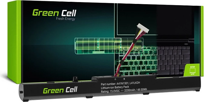 Bateri laptopi Green Cell A41N1501, 15V 3200mAh, për Asus ROG GL752 / VivoBook Pro N552