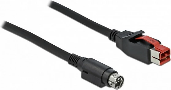 Kabllo DeLOCK PoweredUSB në Mini-DIN 3-pin, 24 V, 3 m, e zezë