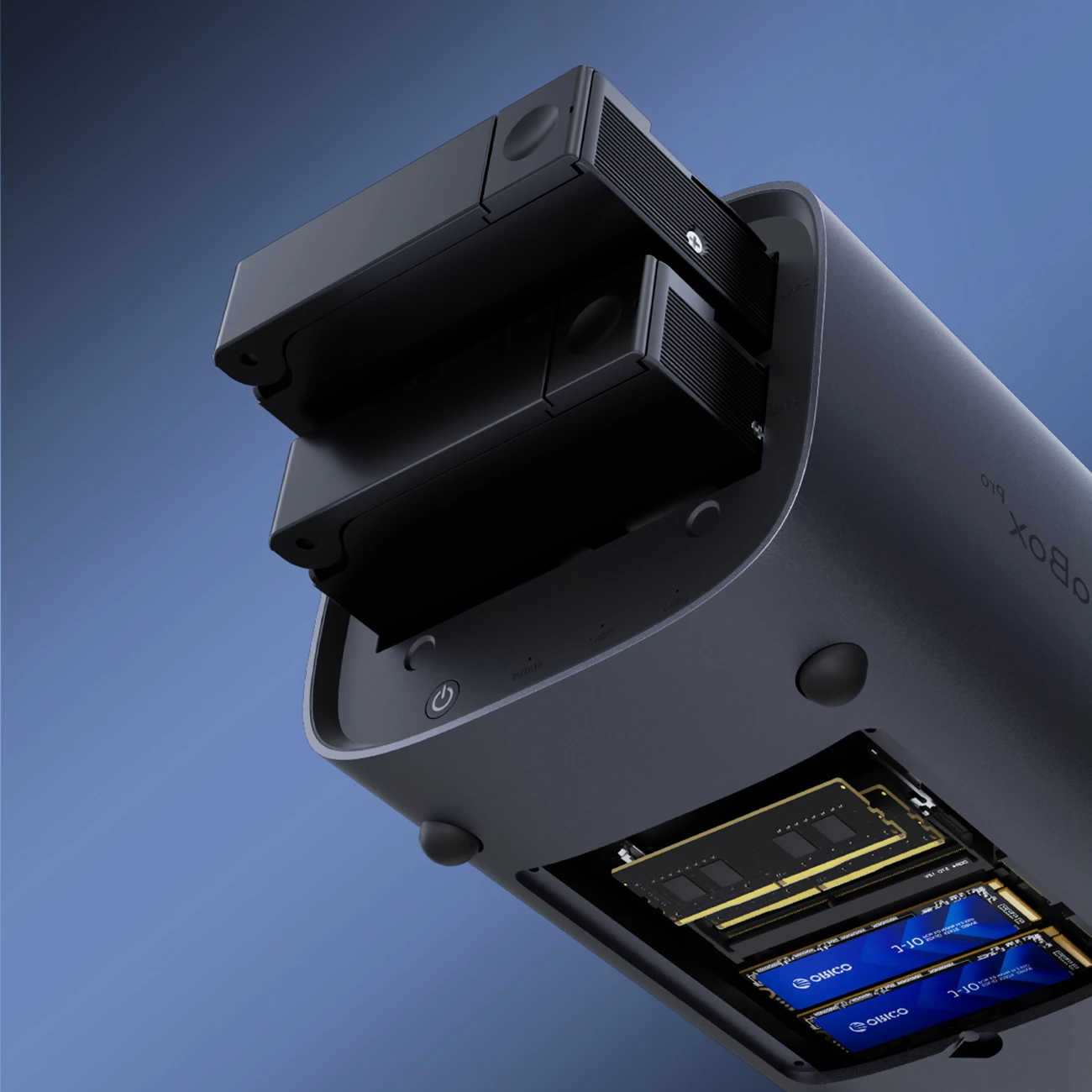 NAS ruajtje në rrjet, Orico HS200-Pro MetaBox Pro Home, Intel Celeron N5100, 8GB RAM, deri 76TB, 2x 2.5GbE, M.2 NVMe + SATA, gri