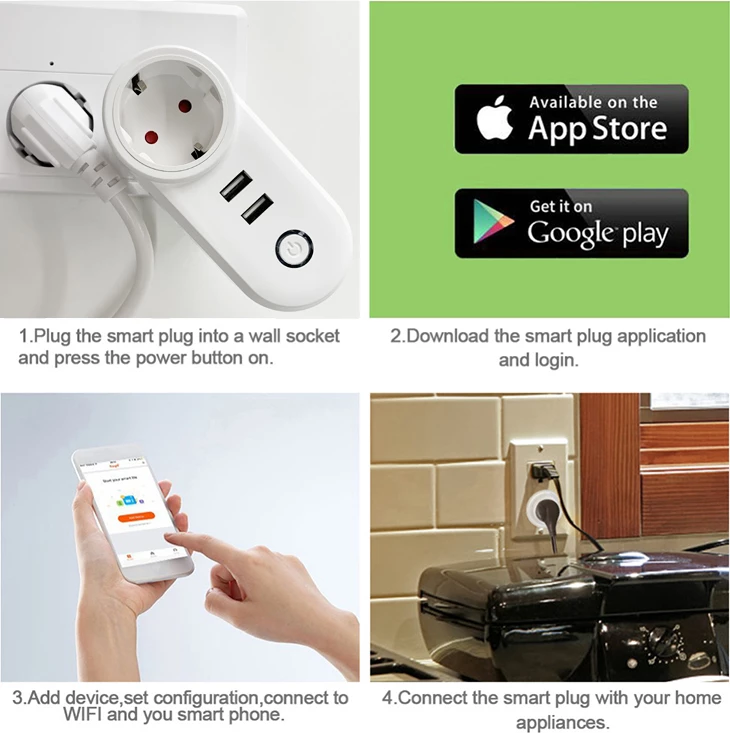 Prizë smart WiFi Moye Voltaic 16A/3520W me 2x USB, e bardhë