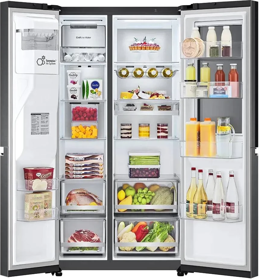 Frigorifer Side-by-Side, LG, GSXV90MCDE (E), 625 L, 179 x 91.3 cm, InstaView, Craft Ice, WiFi, i zi