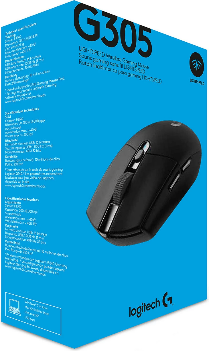 Maus Logitech G G305 LIGHTSPEED Wireless Gaming, 12000 DPI, i zi
