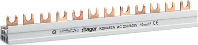 Shinë fazash Hager KDN463A, 4-pol, 63A, 10mm², 12 module, gri