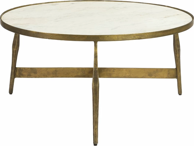 Tavolinë kafeje BLANCHE, mermer i bardhë, metal ngjyrë bronzi antik, 81x81x41cm