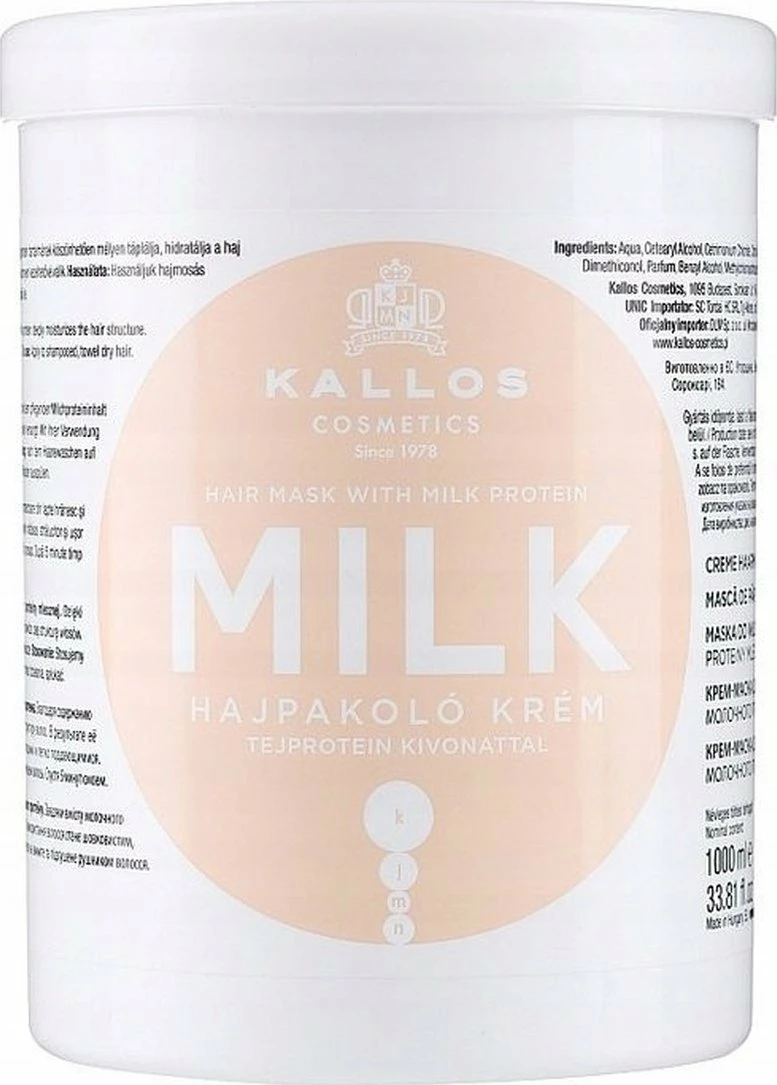 Maskë flokësh Kallos KJMN Milk 1000 ml, me proteina qumështi