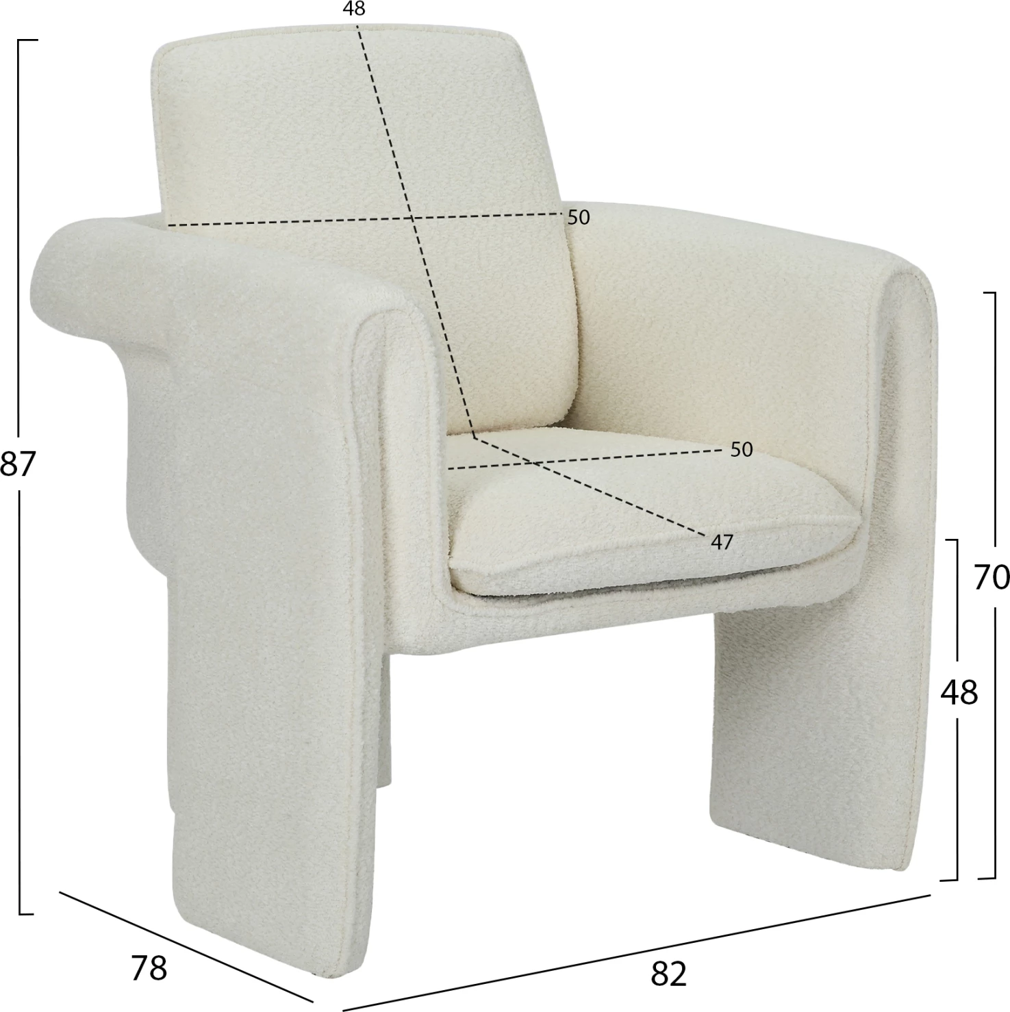 Karrige e brendshme CRUSHER FH9681.04, pëlhurë e bardhë-metal, 82x78x87H cm