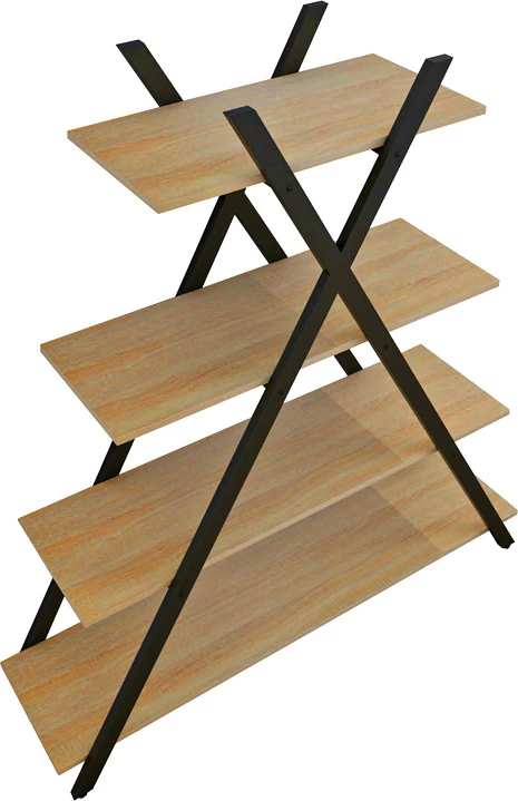 Raft librash Tree, ngjyrë e zezë-natyrale, 120x33x135cm