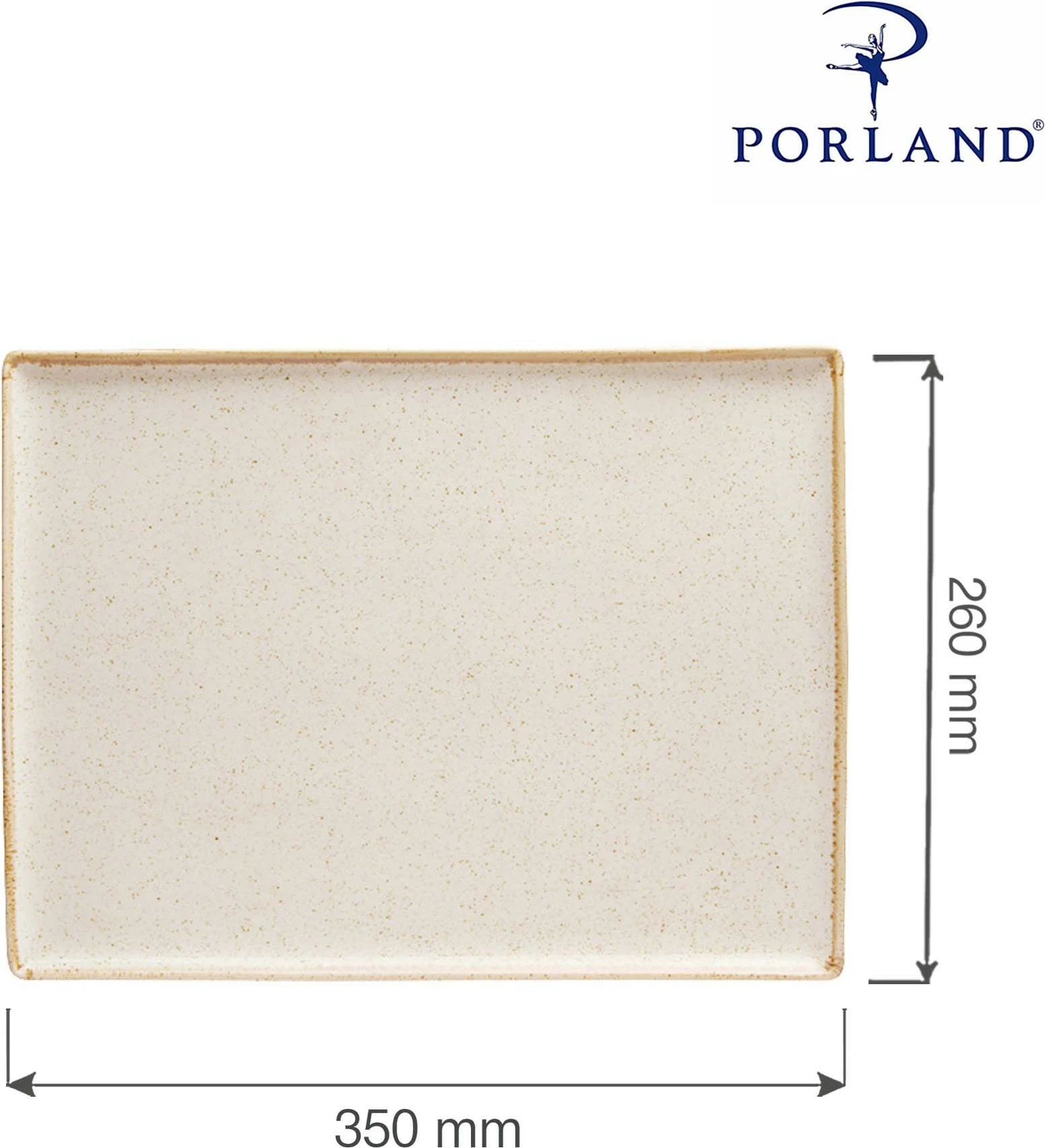 Tabaka drejtkëndore Porland Seasons Sand 350x260 mm, bezhë/krem, set 6 copë