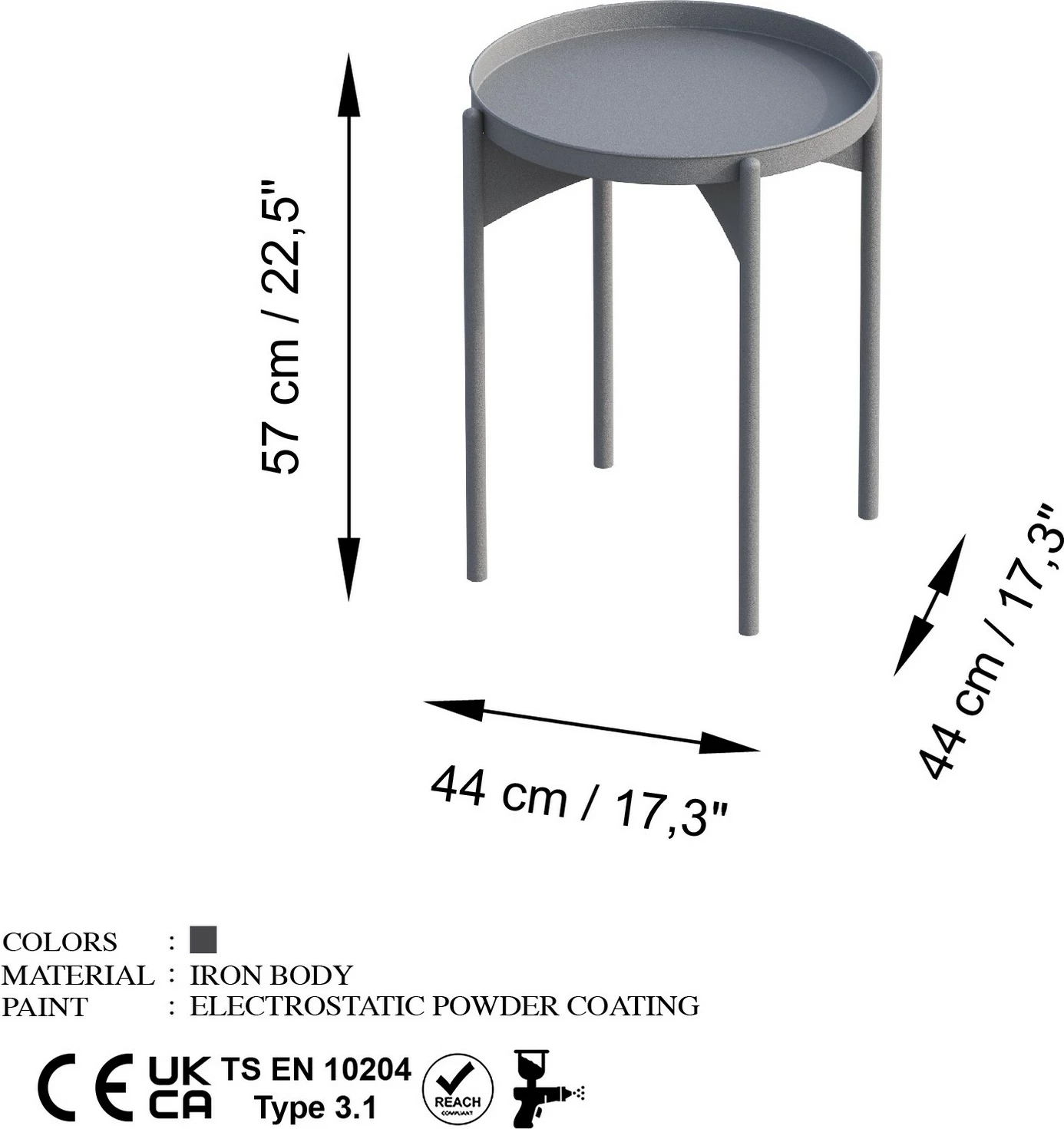 Tavolinë kafeje Hanah Home, SHB-002-D, ngjyrë gri