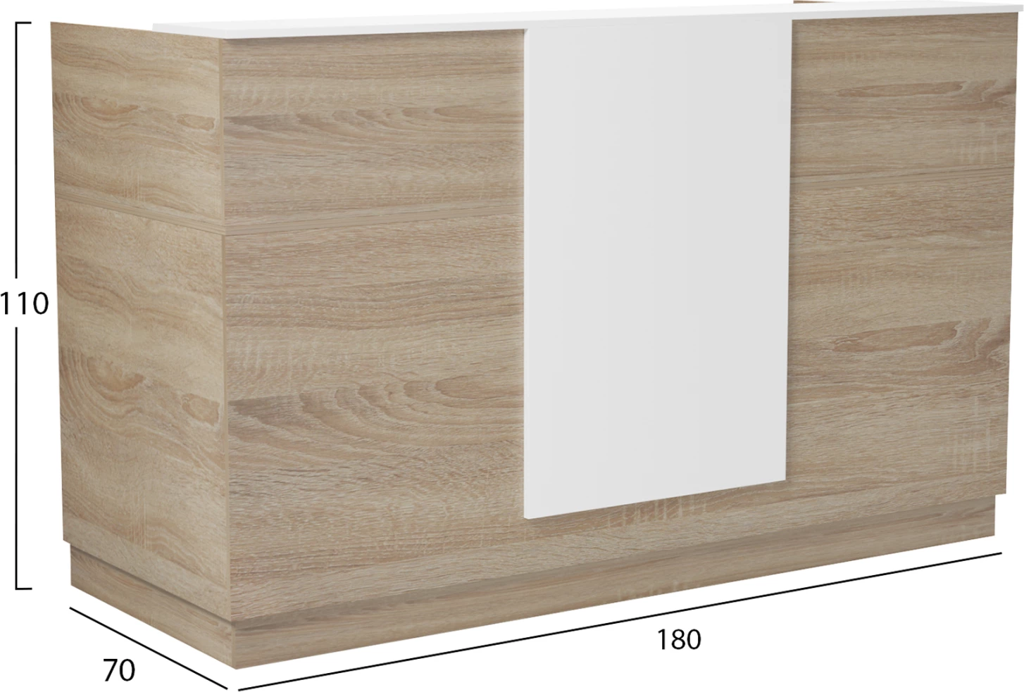 Tavolinë recepsioni KRONIC, melaminë sonoma/bardhë, FH2156.01, 180x70x110 cm