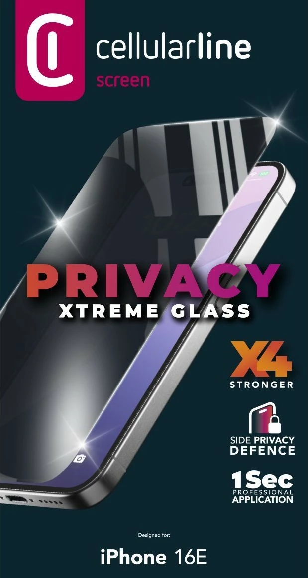 Mbështjellës xhami Cellularline për iPhone SE (2025), privacy, transparent