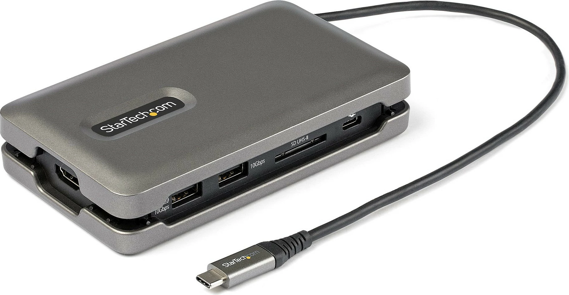 Adapter multiport USB‑C StarTech, Mini Dock HDMI 4K 60Hz, 2x USB-A 10Gbps, LAN Gigabit, SD/MicroSD, PD 100W, gri