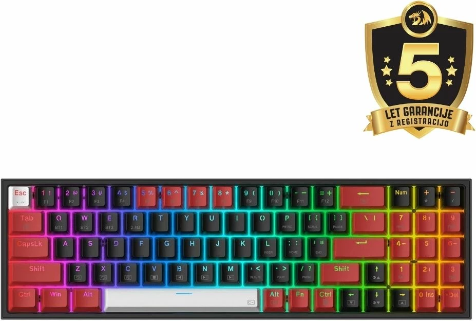 Tastierë mekanike Redragon Pollux K628RGB Pro 75% (78 taste), RGB, Outemu Red, USB-C/2.4GHz/Bluetooth