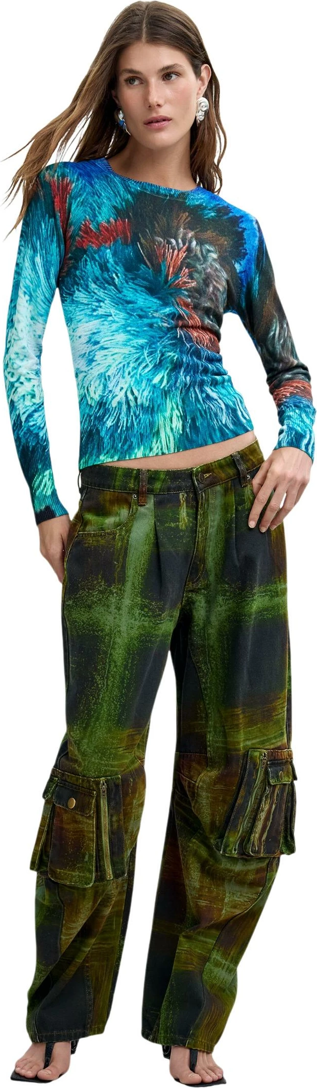 Xhemper për femra Desigual JERS_POMPOM_LACROIX 26WWJF02, blu [Madhësia: L]