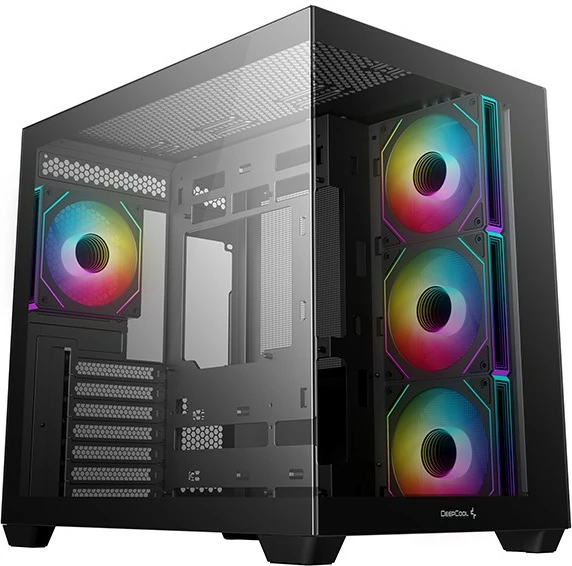 Kasë DeepCool CG530 4F, Midi Tower, ATX, ARGB, xham i temperuar, e zezë