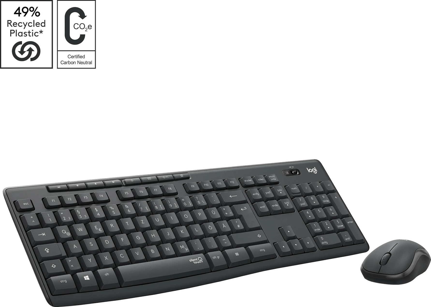 Set tastierë dhe maus Logitech MK295 Silent Wireless Combo, QWERTZ, i zi
