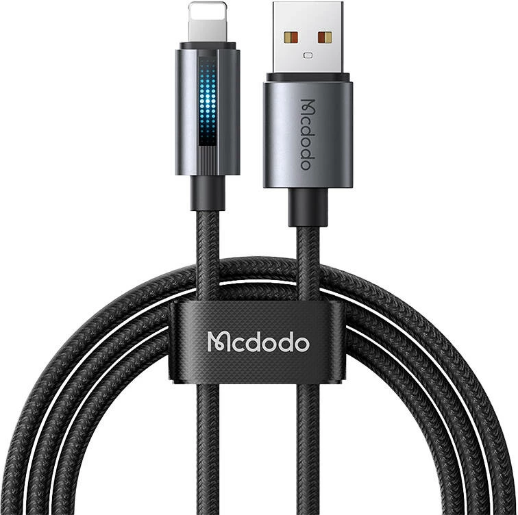 Kabllo Mcdodo CA-5660 USB-A në Lightning me dritë LED, 1.2m, e zezë