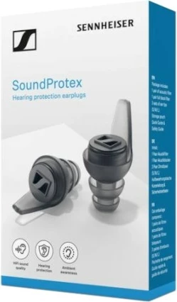 Tapa mbrojtëse për veshë Sennheiser SoundProtex, 3 filtra akustikë, Gri, me kuti