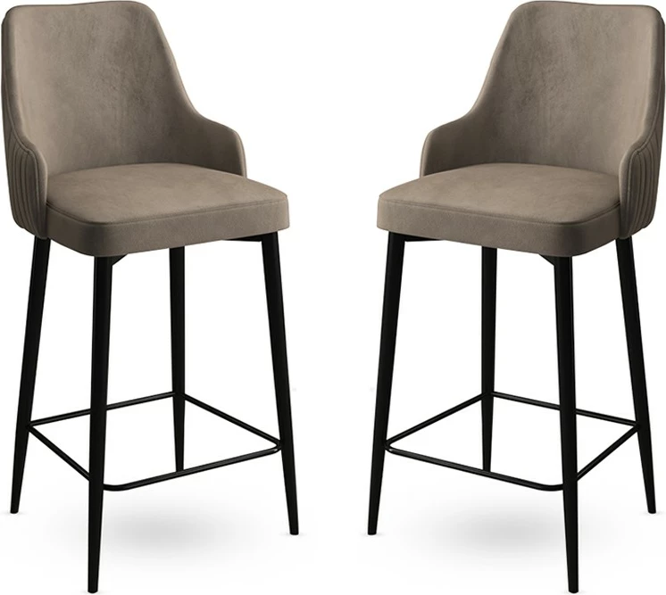 Set karrigesh për bar (2 copë), Hanah Home, Enox, kapuçino, e zezë